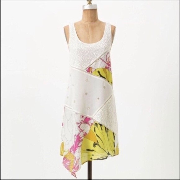 NWT Anthropologie Leifnotes Women's Guarri Patchwork Dress Size 10 Silk Blend - Picture 1 of 13